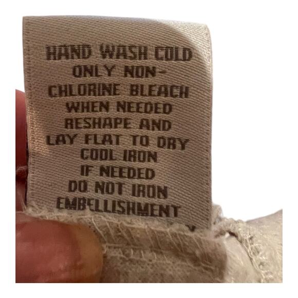 Soft Surroundings Beige Open Front 100% Cotton Lace Beaded Cardigan Size Medium - Picture 6 of 7